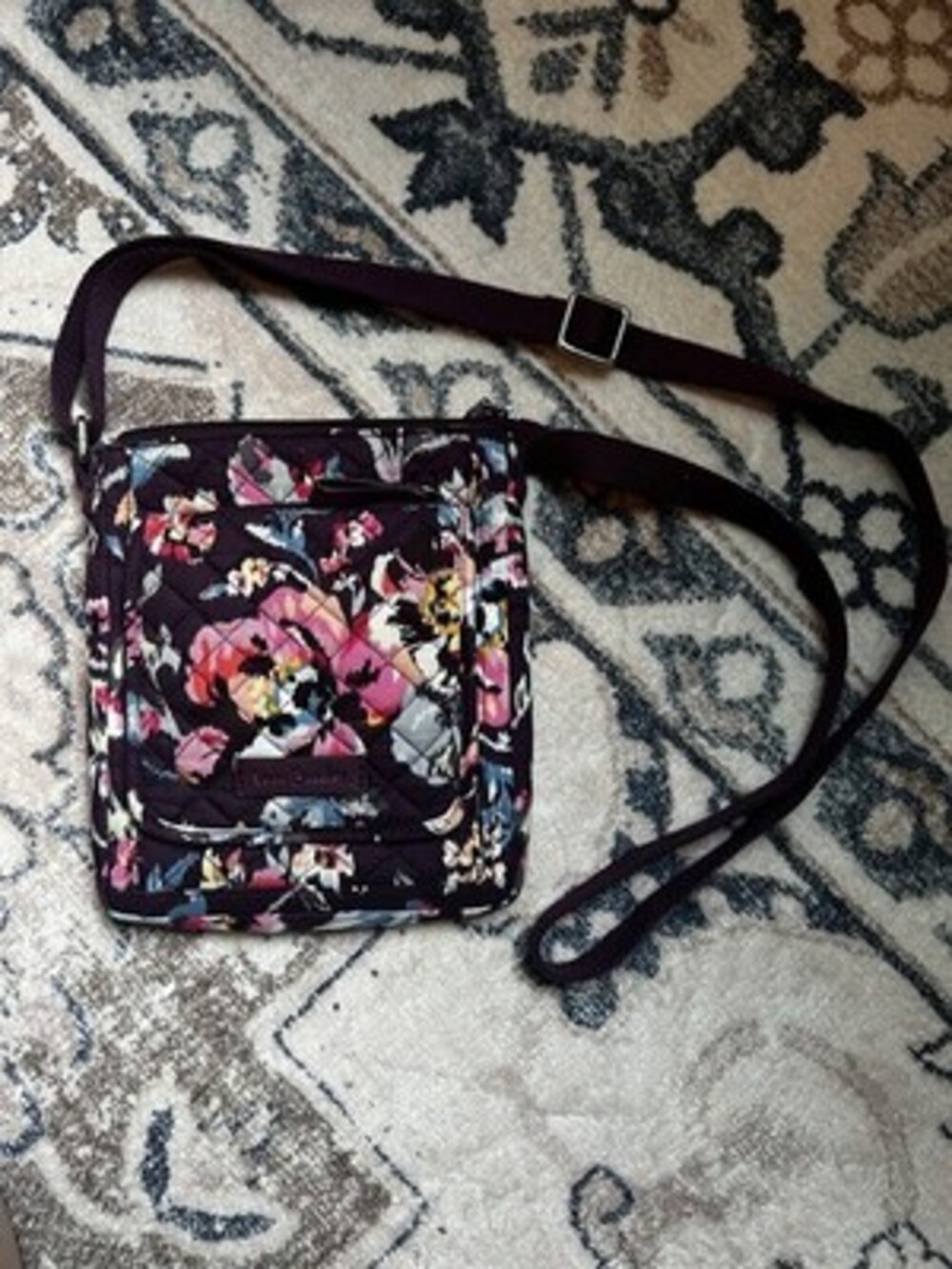 Retired Vera Bradley Indian Rose Crossbody Dark Purple Shoulder Bag Purse Boho
